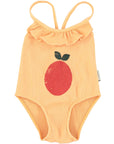 [piupiuchick]   swimsuit w/ ruffles | peach w/ apple print