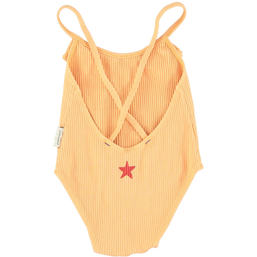 [piupiuchick]   swimsuit w/ ruffles | peach w/ apple print